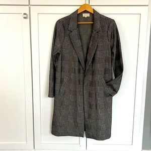 Halogen knit blazer, black and white, polyester, rayon, & spandex, pockets